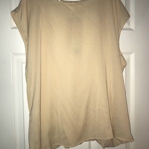 Back cut-out tan blouse